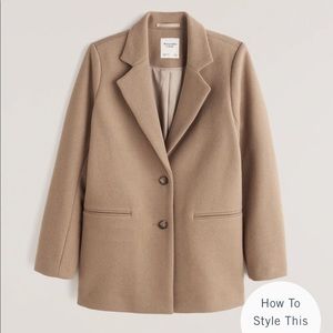 Abercrombie & Fitch Wool Blend Blazer Coat in Caramel Brown